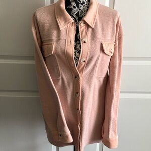 Pink Relaxed Button Down Shirt with Notched Collar
